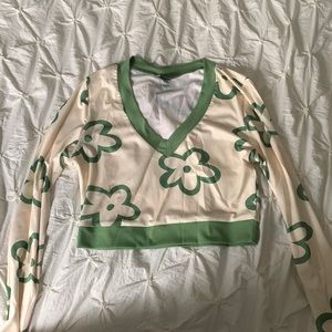 green and cream top